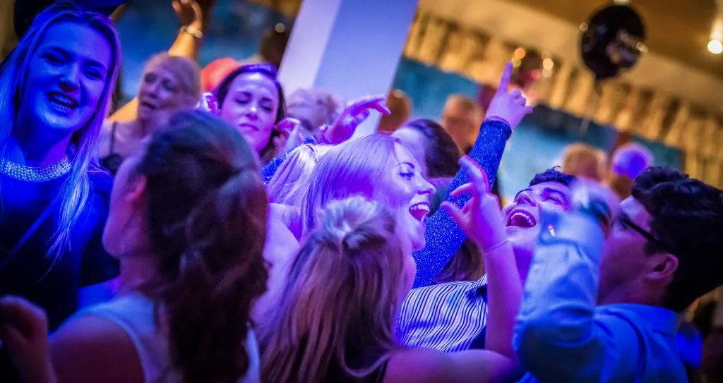 guests singing and dancing at a party venue in nottingham